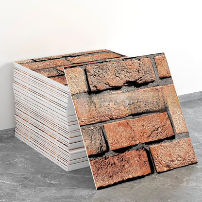 Tile stickers are pasted on the imitation marble wall