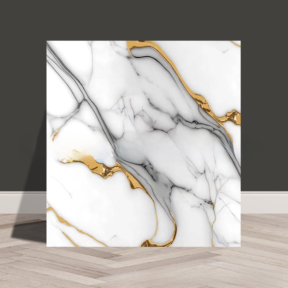 Tile stickers are pasted on the imitation marble wall
