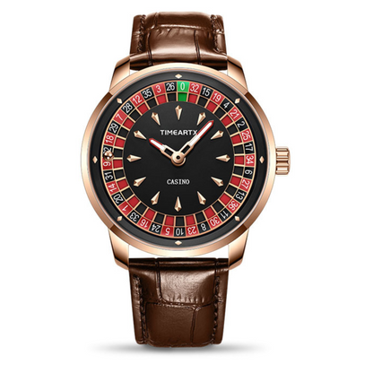 Timeartx Roulette Mens Watch Luminous Waterproof Leather Strap