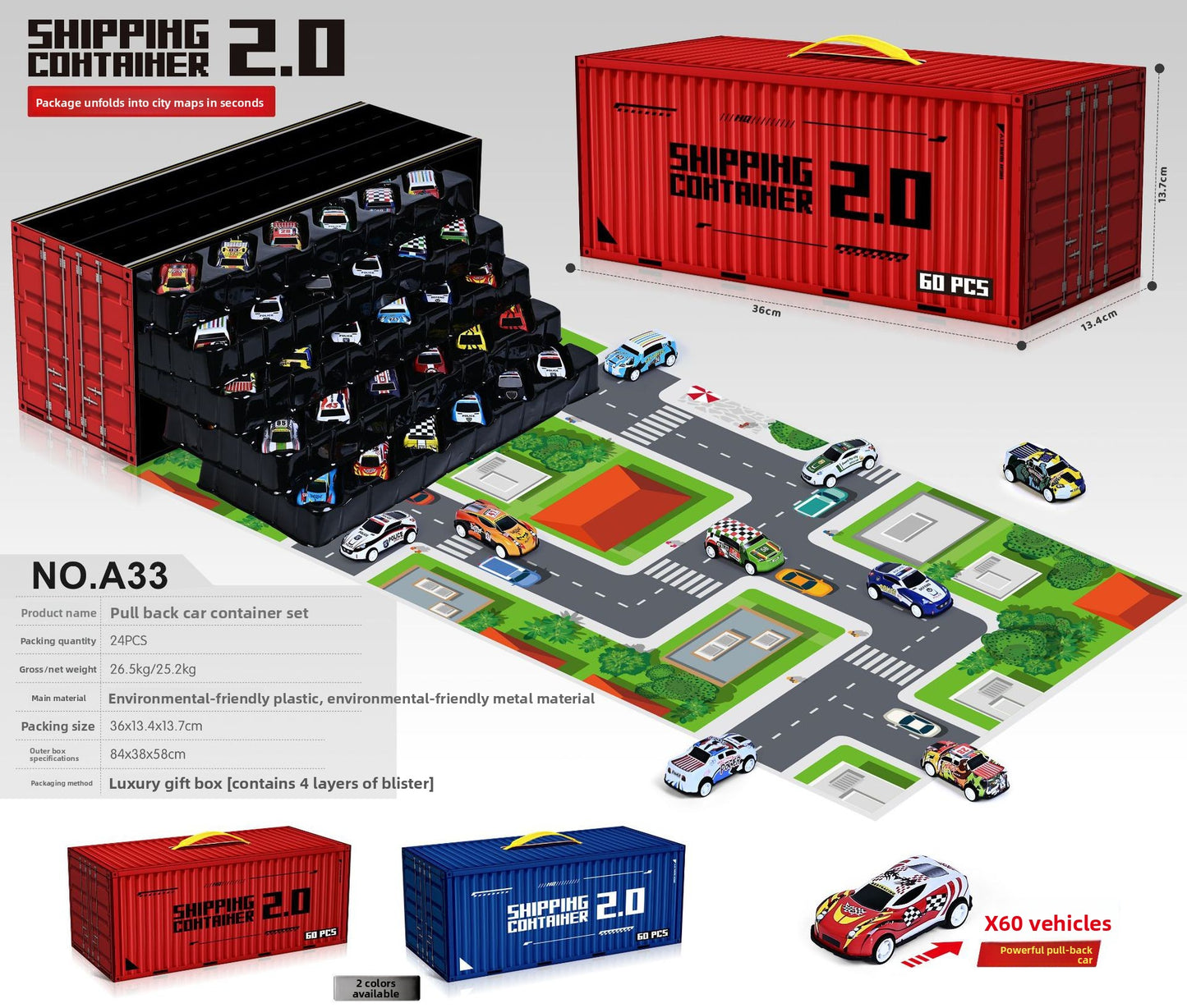 Tin Car Container Toy Gift Box Set