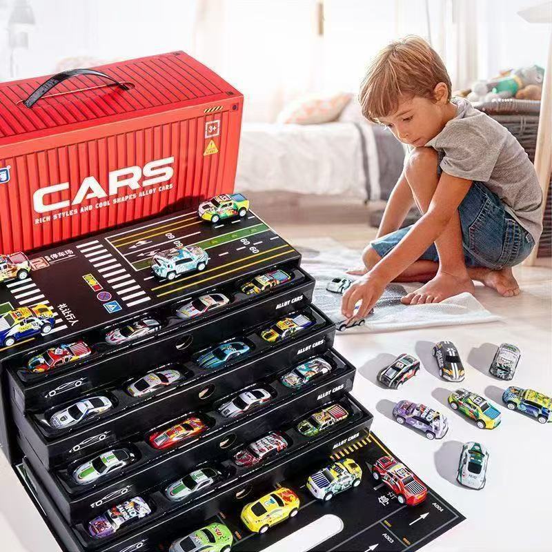 Tin Car Container Toy Gift Box Set