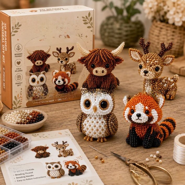 Tiny 3D Beaded Animal DIY Craft Kit