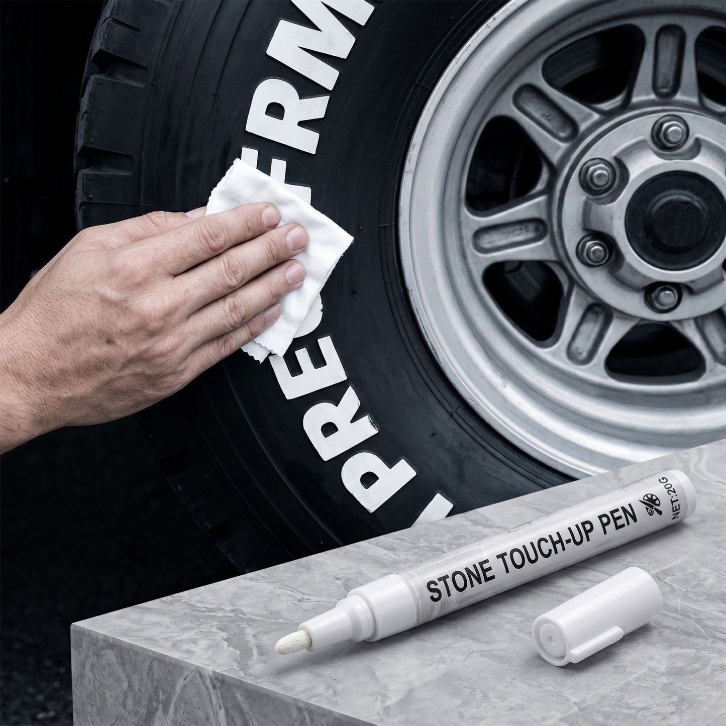 Tire Touch-Up Pen, Tire Coloring PenWaterproof Non-Fading, Large Capacity