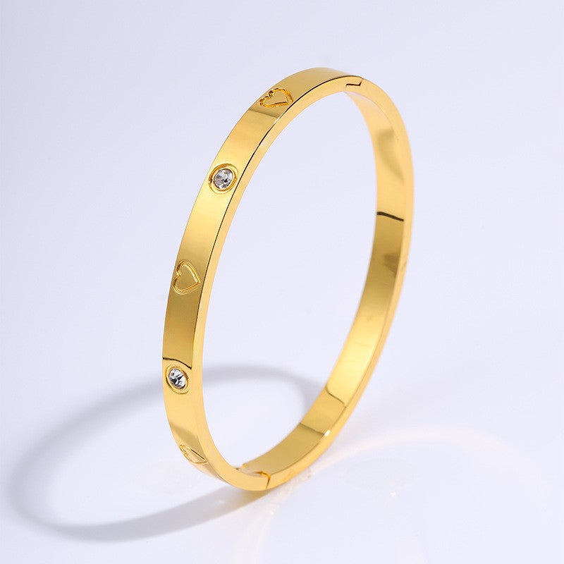 Titanium and steel bracelet set with diamonds