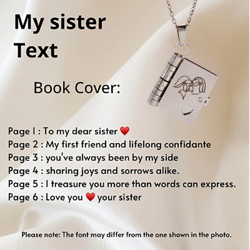 Titanium and steel girls' love letter necklace