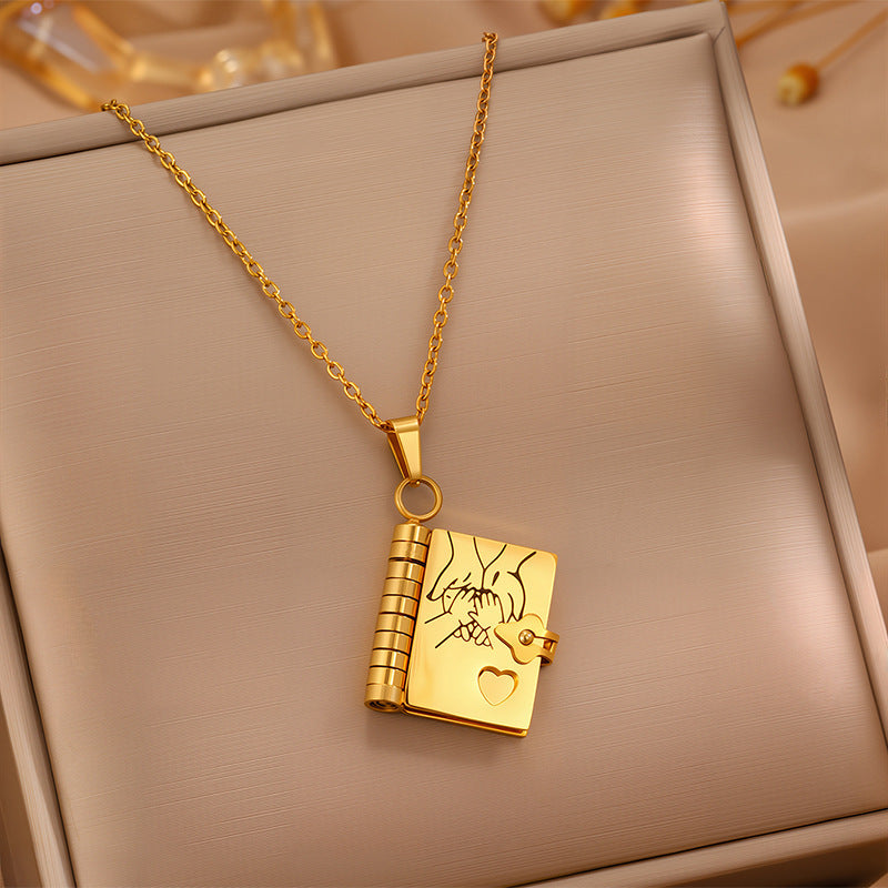 Titanium and steel girls' love letter necklace