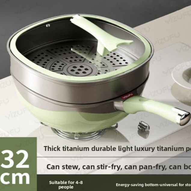 Titanium Ceramic Nonstick Frying Pan with Glass Lid