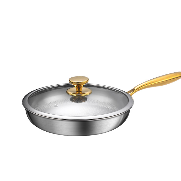 Titanium Frying Pan Uncoated Stainless Steel Base