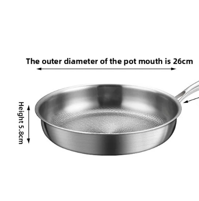 Titanium Frying Pan Uncoated Stainless Steel Base