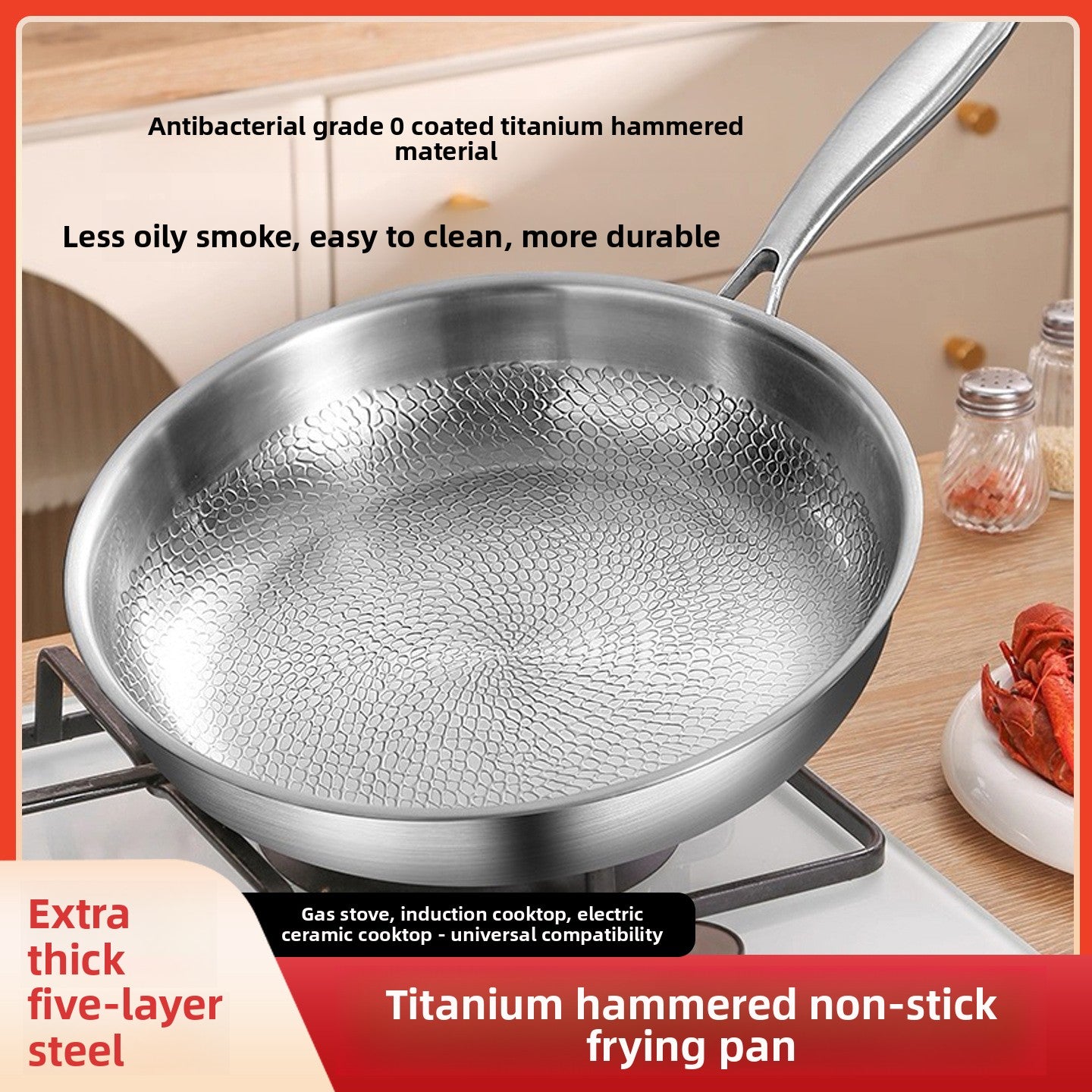 Titanium Hammered Frying Pan