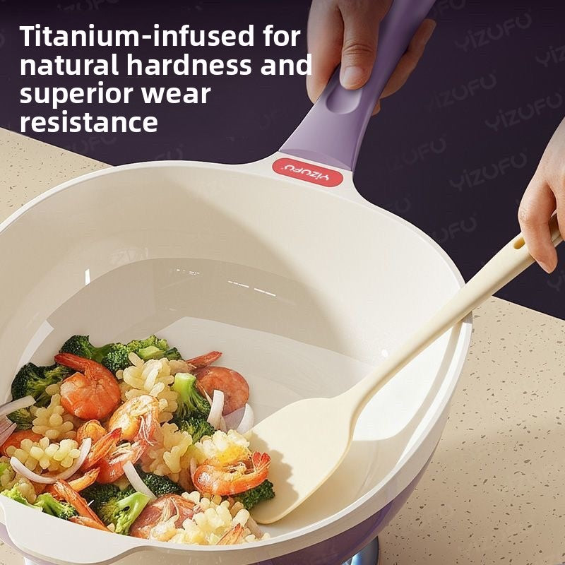 Titanium pan fluorine-free coating non-stick pan