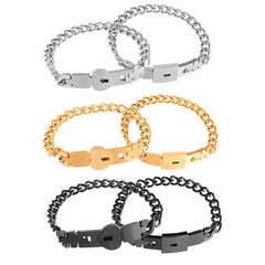 Interlocking bracelet set steel color