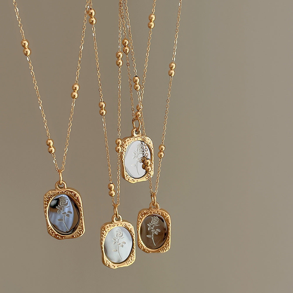 Titanium Steel Color-Preserving Small Mirror Necklace