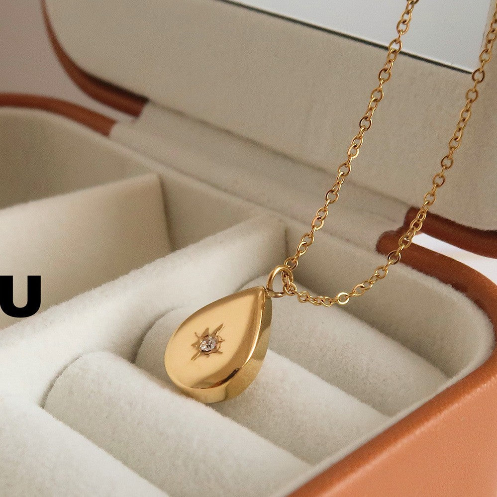 Titanium Steel Color-Preserving Small Mirror Necklace