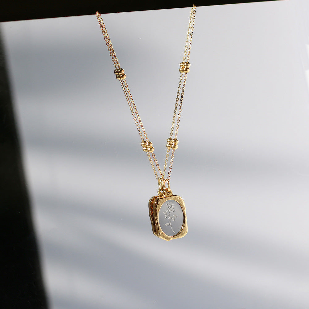 Titanium Steel Color-Preserving Small Mirror Necklace