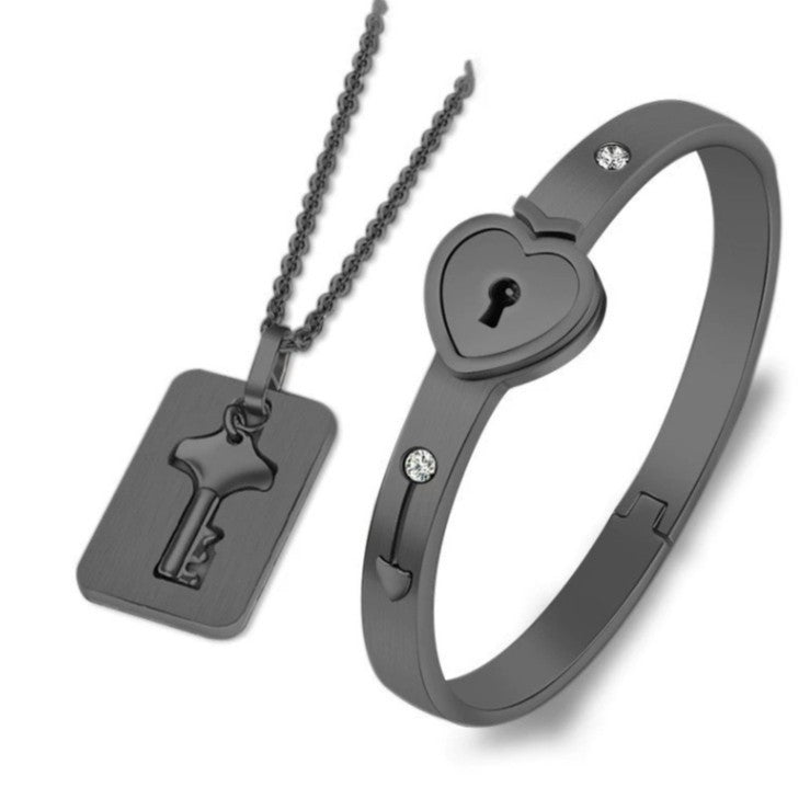 titanium steel concentric lock love lock bracelet