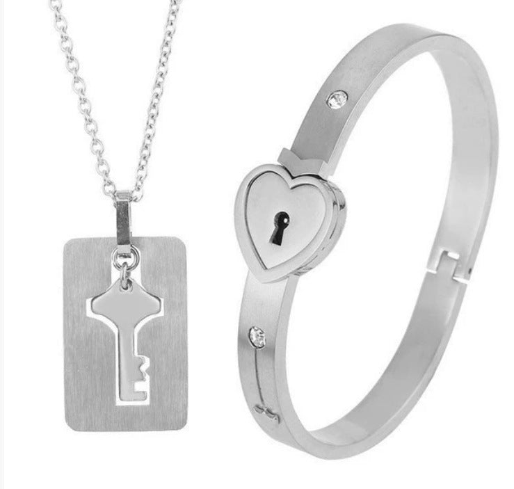 titanium steel concentric lock love lock bracelet