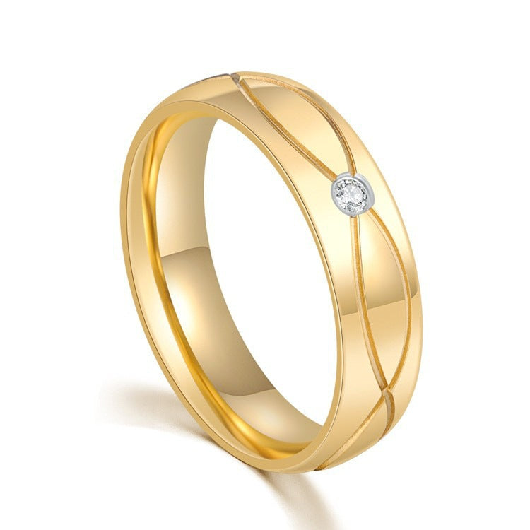 Titanium Steel Couple Rings with Diamonds