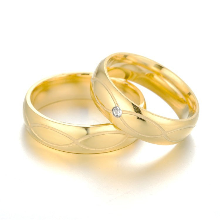 Titanium Steel Couple Rings with Diamonds