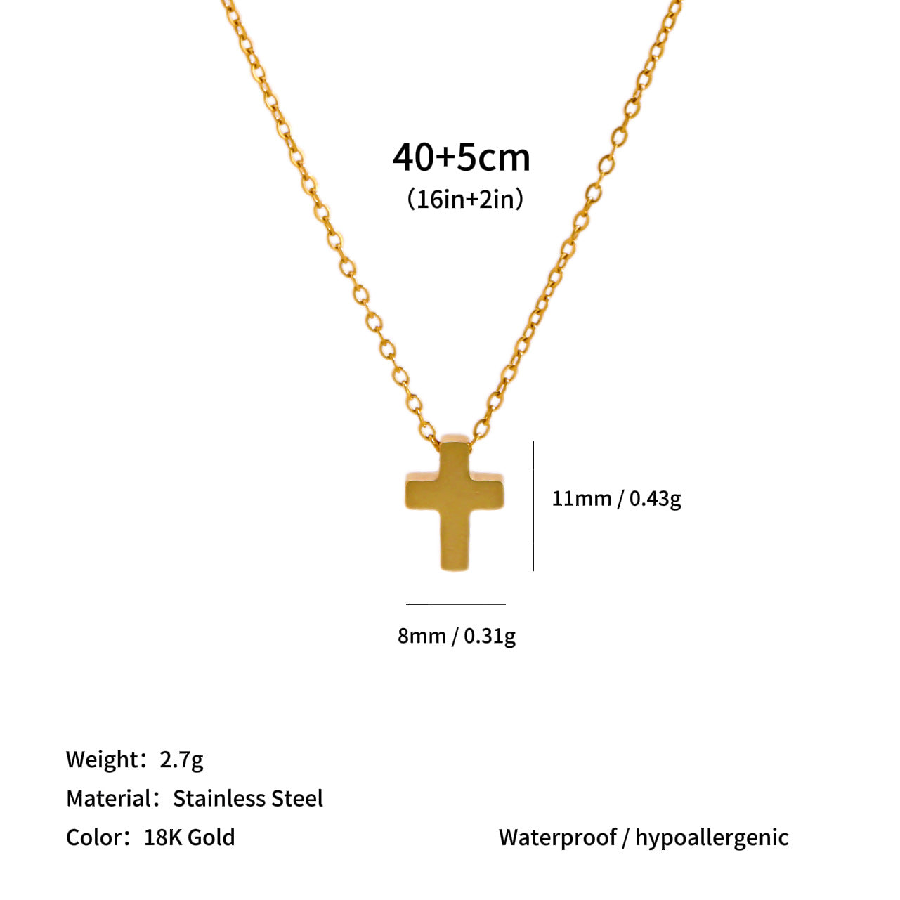 Titanium Steel Cross Heart Pendant Necklace