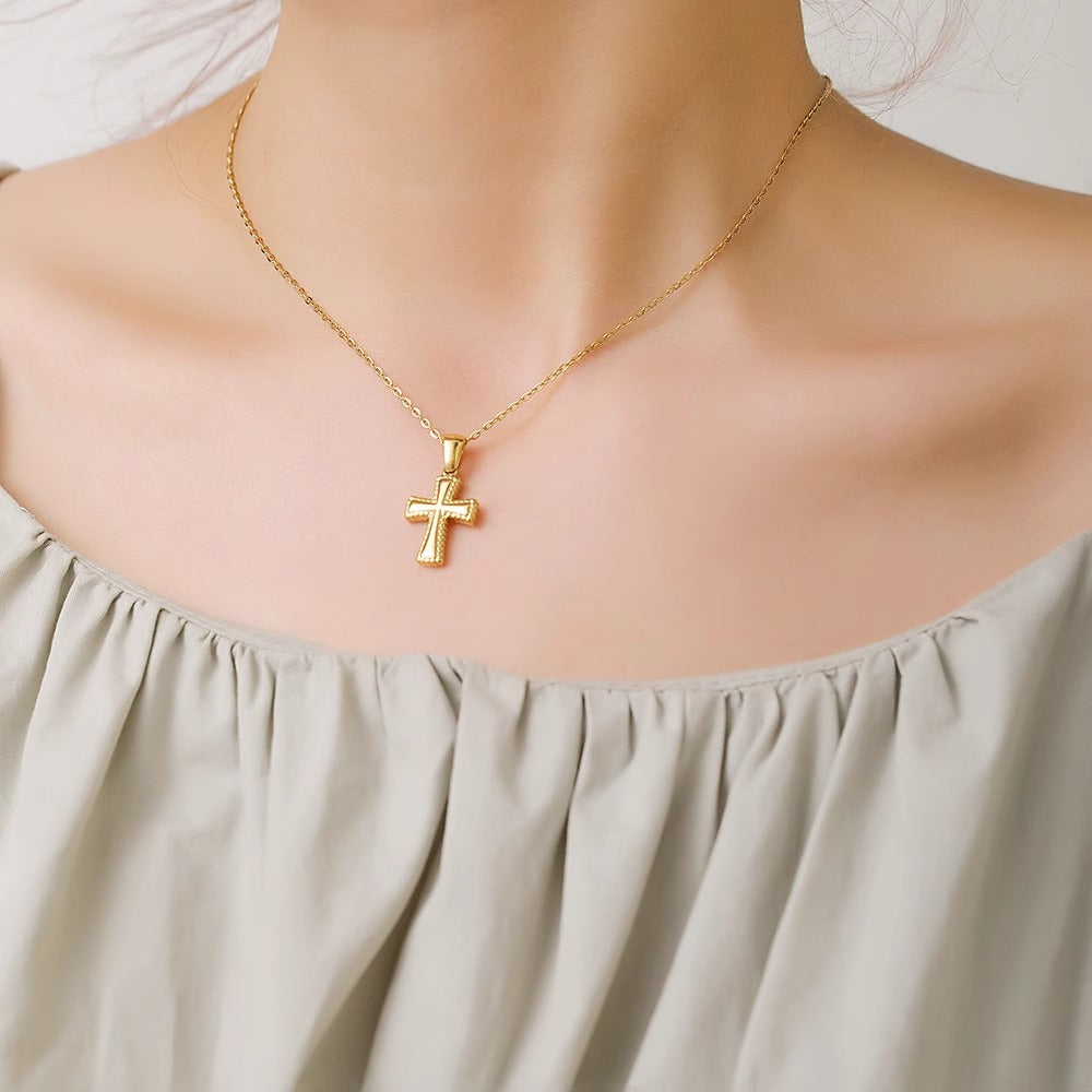 Titanium Steel Cross Pendant Necklace