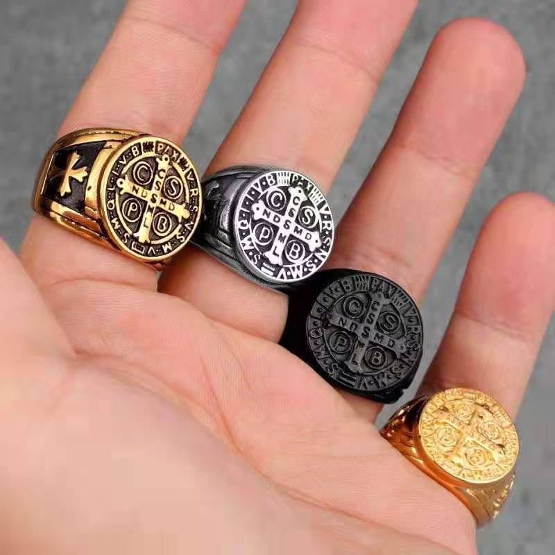 Titanium Steel Cross Ring for Men
