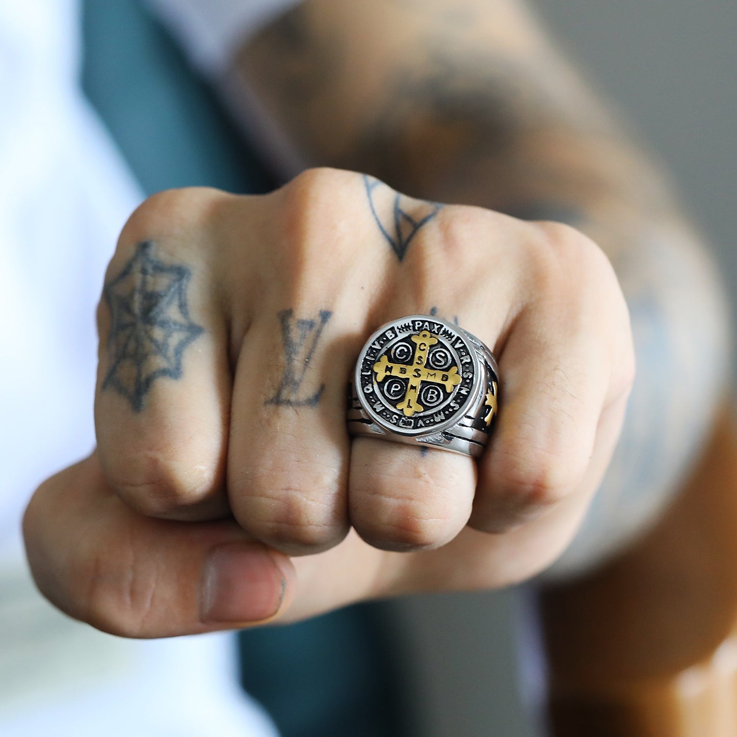 Titanium Steel Cross Ring for Men
