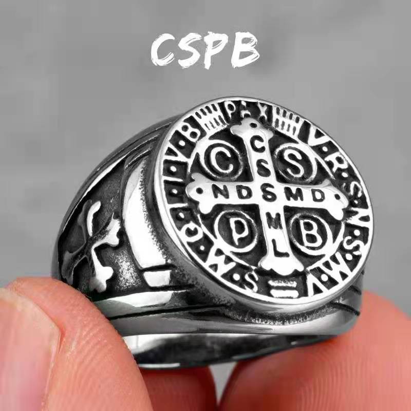 Titanium Steel Cross Ring for Men