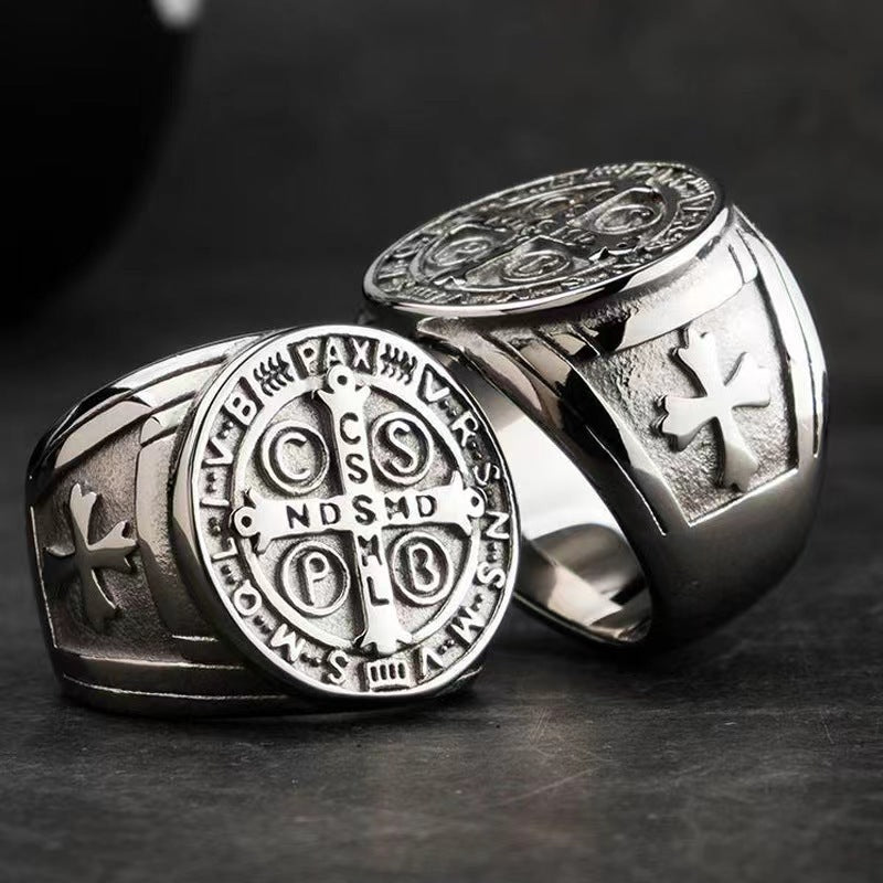 Titanium Steel Cross Ring for Men
