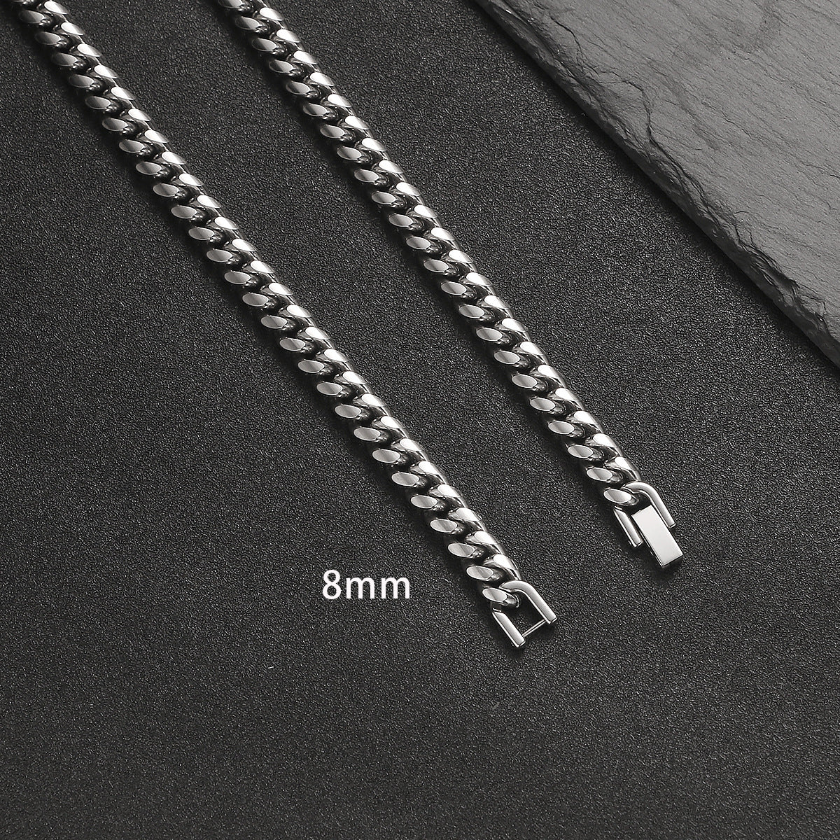 Titanium Steel Cuban Chain Necklace and Bracelet