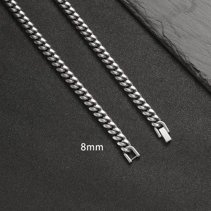 Titanium Steel Cuban Chain Necklace and Bracelet