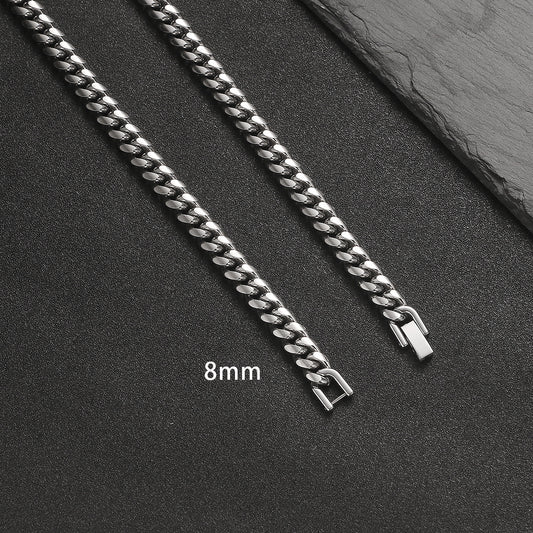 Titanium Steel Cuban Chain Necklace and Bracelet