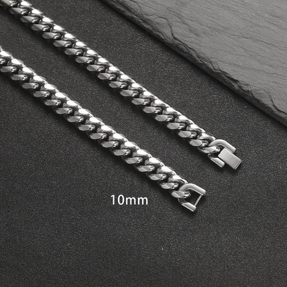 Titanium Steel Cuban Chain Necklace and Bracelet