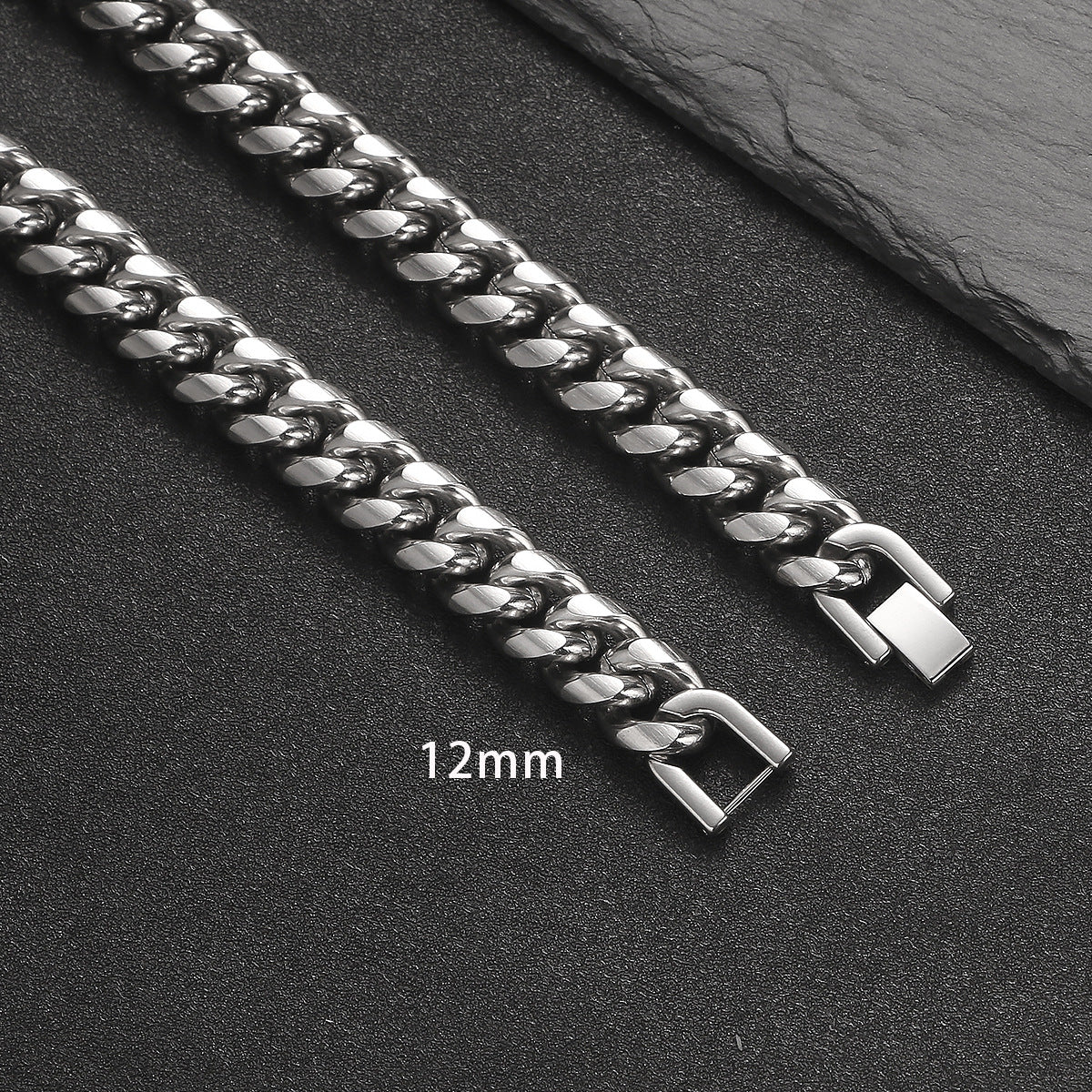Titanium Steel Cuban Chain Necklace and Bracelet