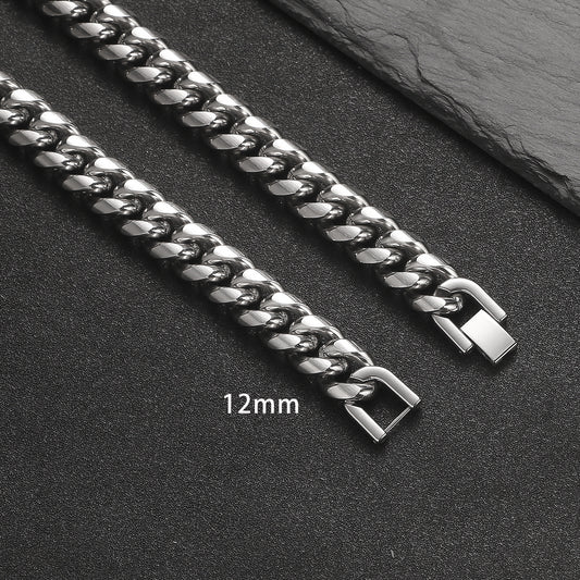 Titanium Steel Cuban Chain Necklace and Bracelet