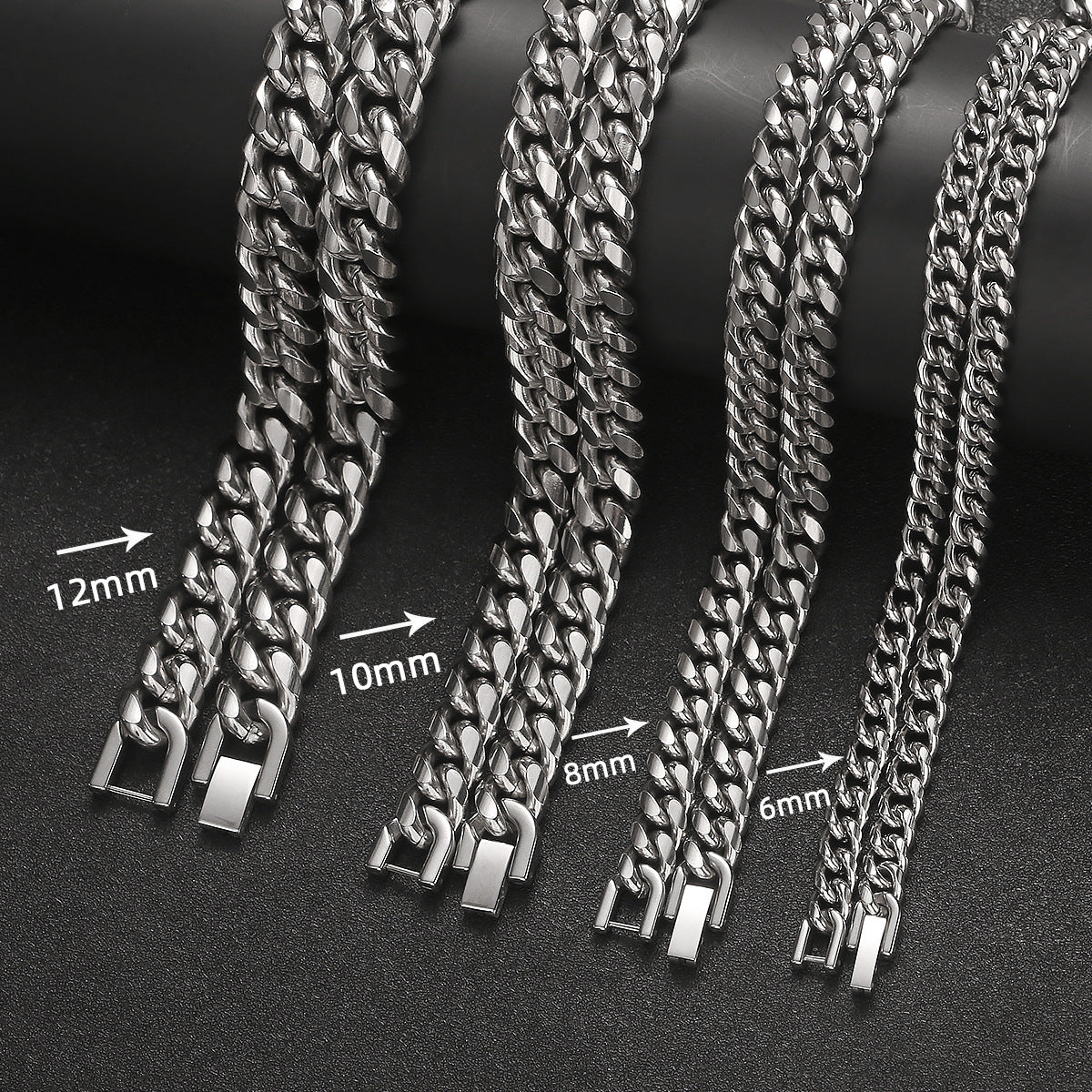 Titanium Steel Cuban Chain Necklace and Bracelet