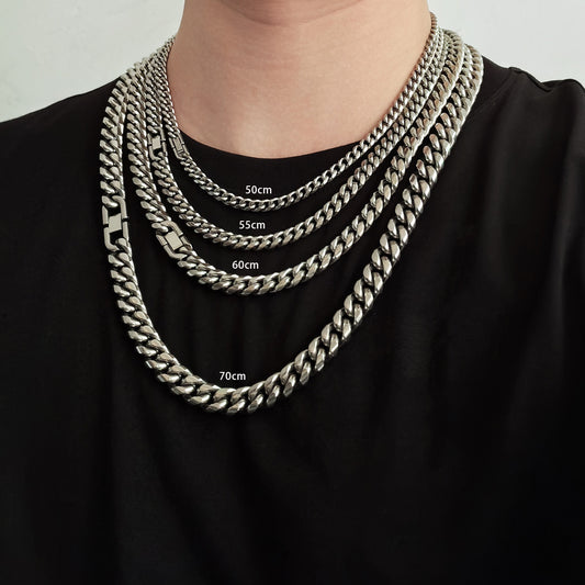 Titanium Steel Cuban Chain Necklace and Bracelet
