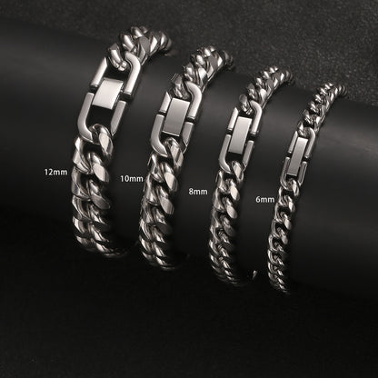 Titanium Steel Cuban Chain Necklace and Bracelet