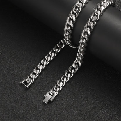 Titanium Steel Cuban Chain Necklace and Bracelet