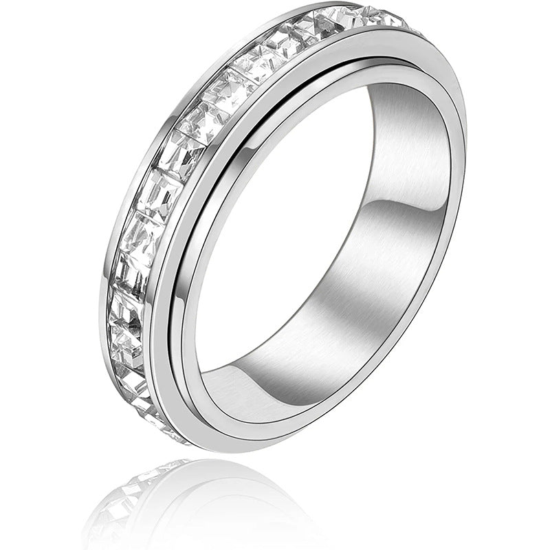 Titanium Steel Diamond Spinning Ring