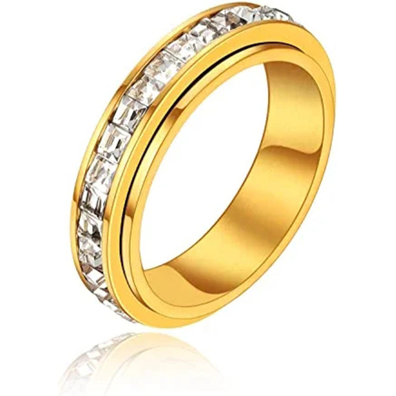 Titanium Steel Diamond Spinning Ring