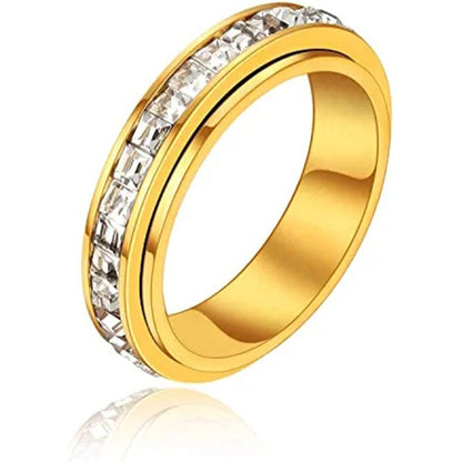 Titanium Steel Diamond Spinning Ring