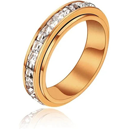 Titanium Steel Diamond Spinning Ring