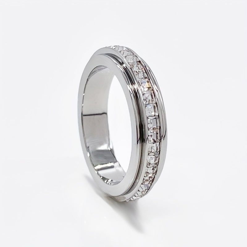 Titanium Steel Diamond Spinning Ring