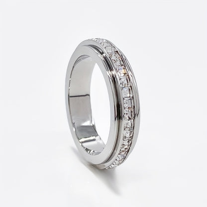 Titanium Steel Diamond Spinning Ring