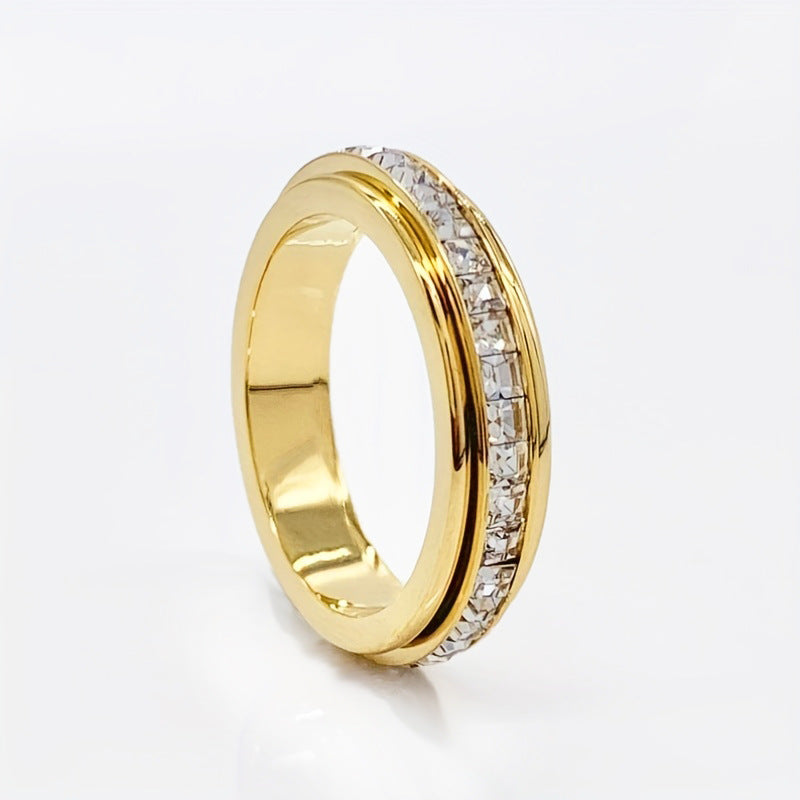 Titanium Steel Diamond Spinning Ring