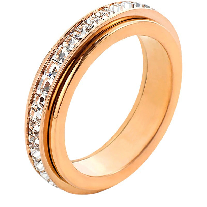 Titanium Steel Diamond Spinning Ring