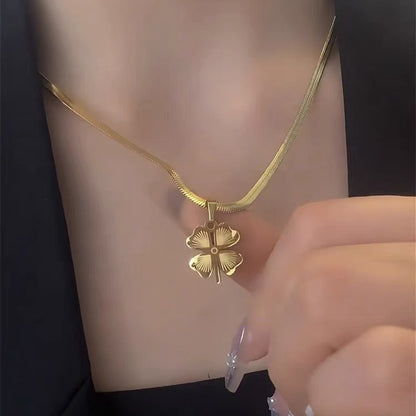 Titanium Steel Double-Sided Four-Leaf Clover Necklace