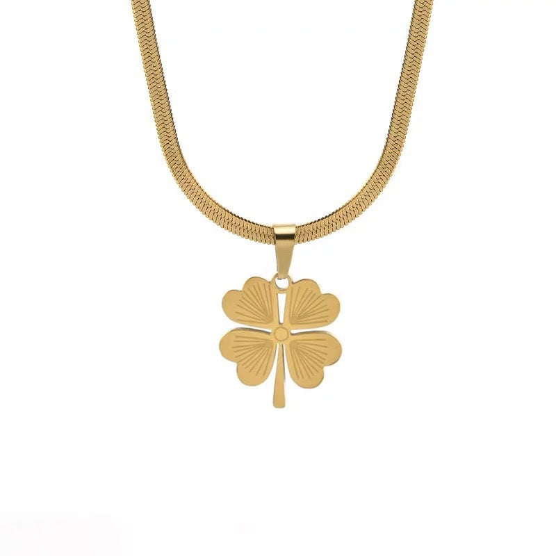 Titanium Steel Double-Sided Four-Leaf Clover Necklace