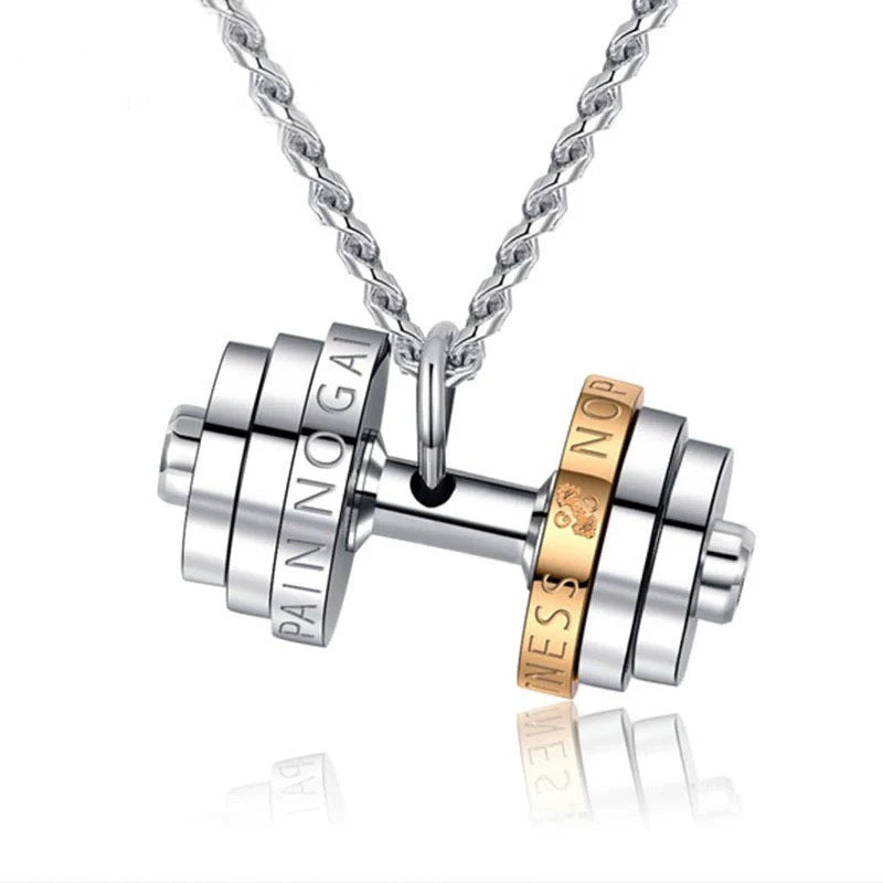 Titanium Steel Dumbbell Pendant Necklace